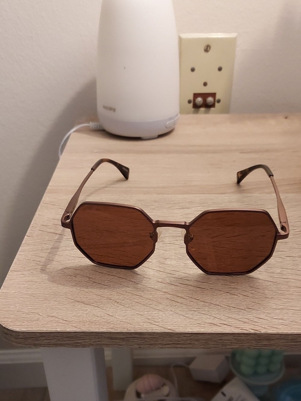 Women’s Geometric Metal Frame Sunglasses - Brown